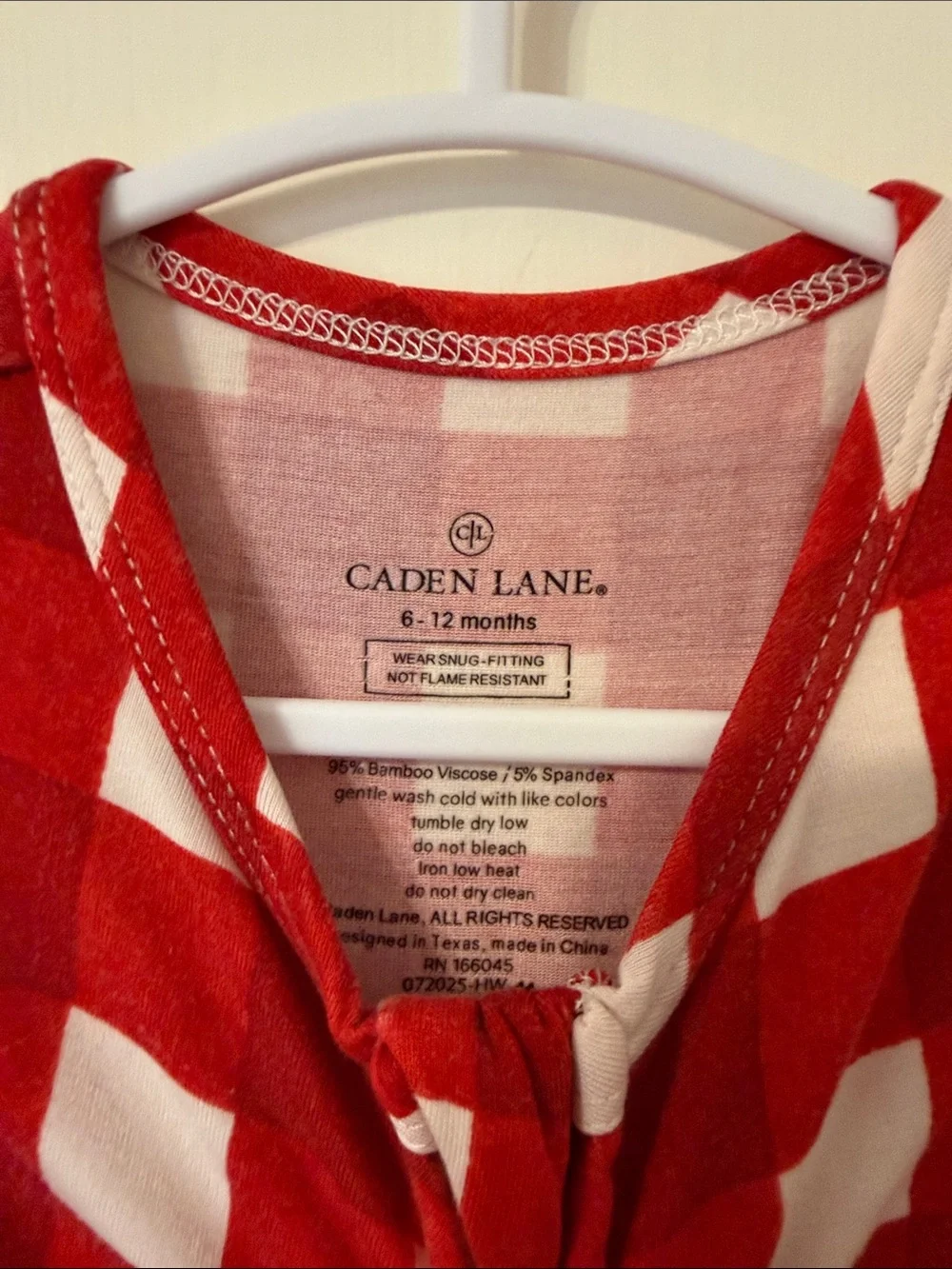 Caden Lane 6-12m Red Buffalo Check One-Piece Footed Pajamas